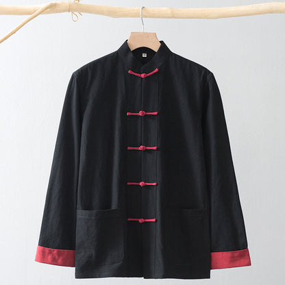 Cotton Linen Coat Vintage Top For Men