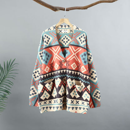 Loose V-neck Cardigan Outer Wear Women's