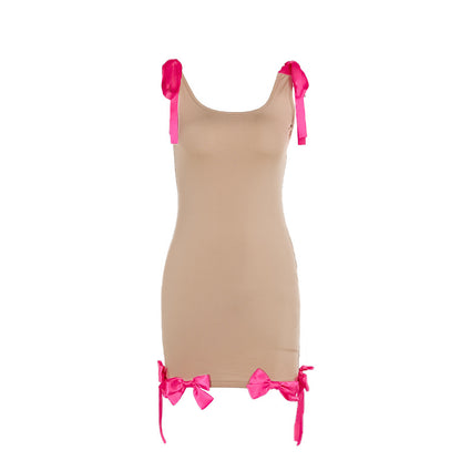 Women's Minimalist And Versatile Bow And Strap Short Skirt