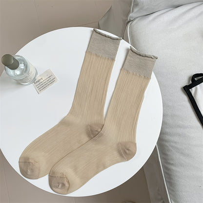 Thin Dark Pattern Mid-calf Length Loose Socks Kanekalon