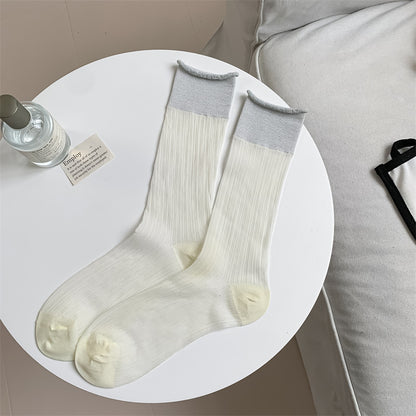 Thin Dark Pattern Mid-calf Length Loose Socks Kanekalon