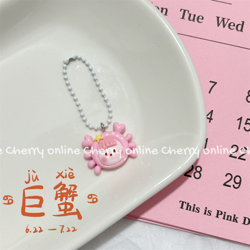 Twelve Constellation Girlish Lanyard Keychain