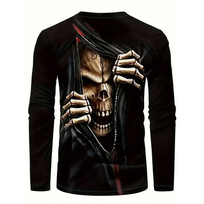 Retro 3D Printed Men's Long Sleeve Hip-hop T-shirt