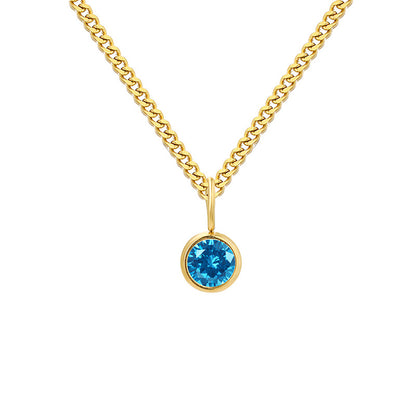 Stainless Steel Necklace With Diamond Birthstone Pendant