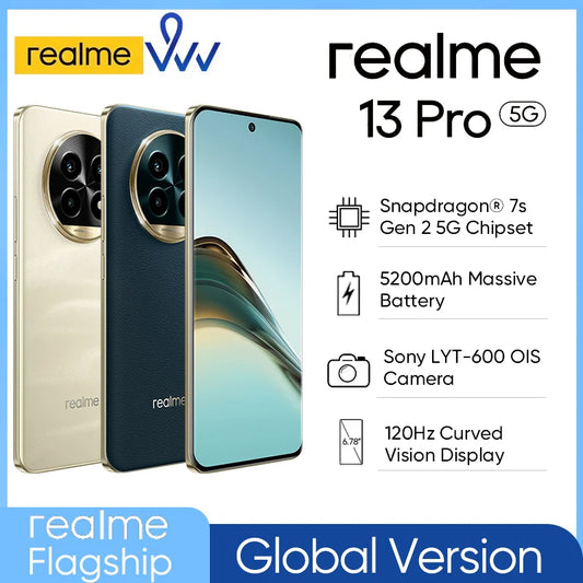 Global Version realme 13 Pro Smartphone Snapdragon 7s Gen 2 5G Chipset Sony LYT-600 OIS Camera 120Hz Curved Display AI Imaging