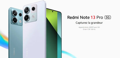 Xiaomi Redmi Note 13 Pro 5G,Smart Phones,NFC,6.67" 1.5K AMOLED display,120Hz,200MP Camera,67W Charger,5100mAh Battery,Global Version