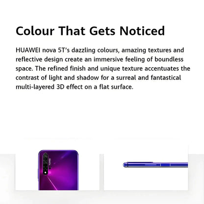 HUAWEI Nova 5T Smartphone Android Google Play Store 48MP Camera 6.26 inch 128GB 256GB ROM Mobile phones 4G Network Cell phone