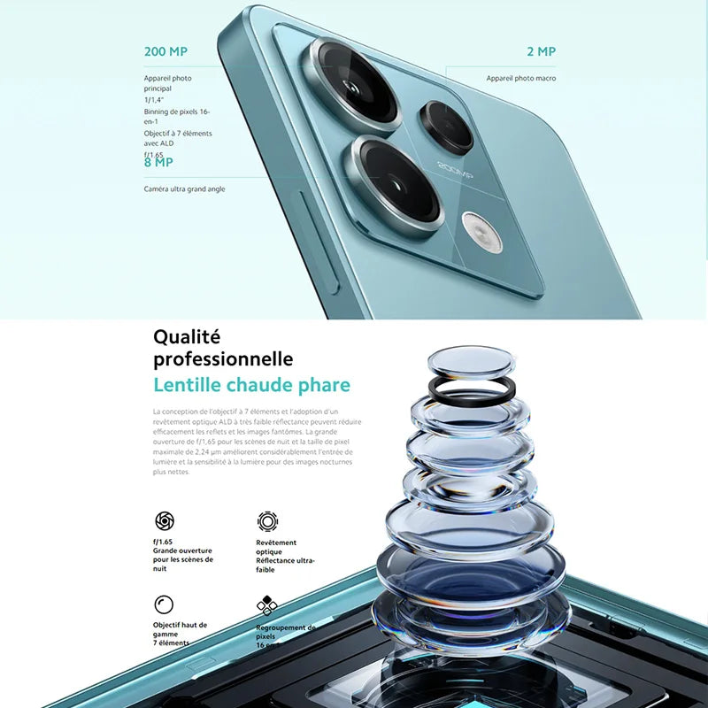 Xiaomi Redmi Note 13 Pro 5G,Smart Phones,NFC,6.67" 1.5K AMOLED display,120Hz,200MP Camera,67W Charger,5100mAh Battery,Global Version
