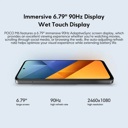 Global Version POCO M6 Smartphone Helio G91-Ultra Processor 5030mAh Large Battery 6.79" 90Hz FHD+ Display 108MP Camera Cellphone