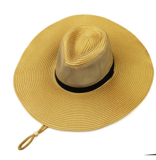 Mesh Big Brim Straw Hat Men’s Sun Protection