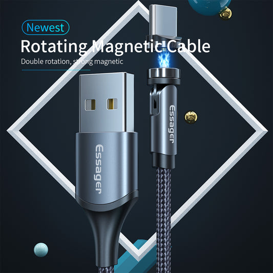 "Essager 360° Rotating Magnetic USB Charging Cable for Android & Apple and Type C