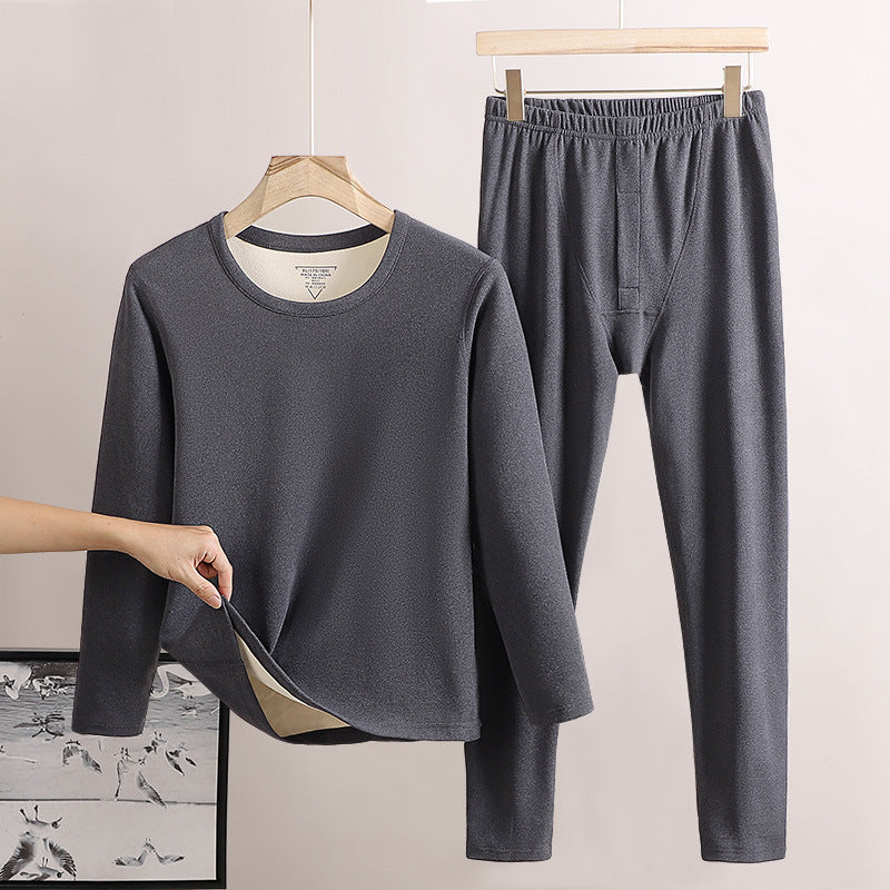 Men's Round Neck Fleece-lined Thermal Long Johns