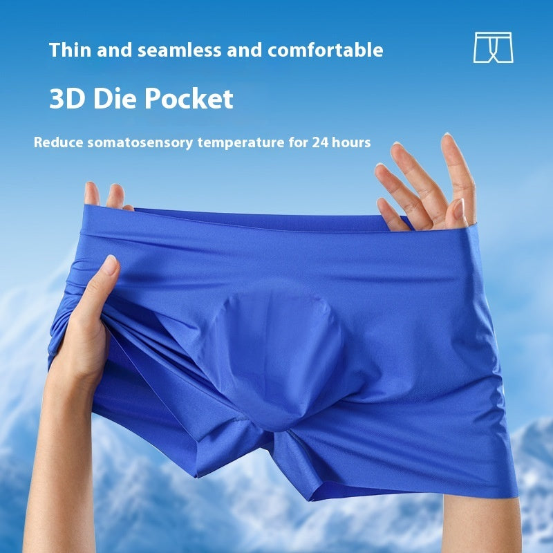 Summer Ice Silk Men's Mid Waist Boxers