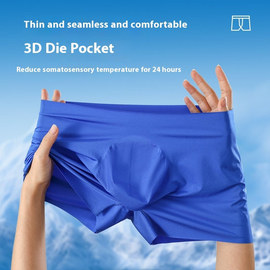 Summer Ice Silk Men's Mid Waist Boxers