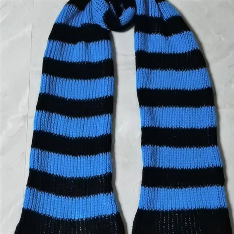 Yabi Style Punk Y2G Black Red Striped Extra Long Wool Scarf