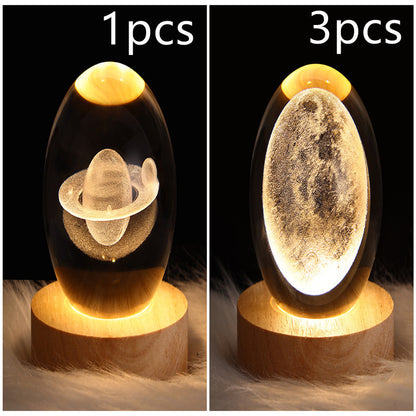 LED Galaxy Crystal Ball 3D Moon Lamp
