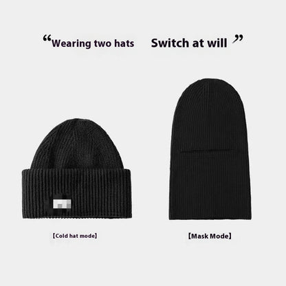 Men's Outdoor Thickened Warm Wool Hat Mask Dual-use