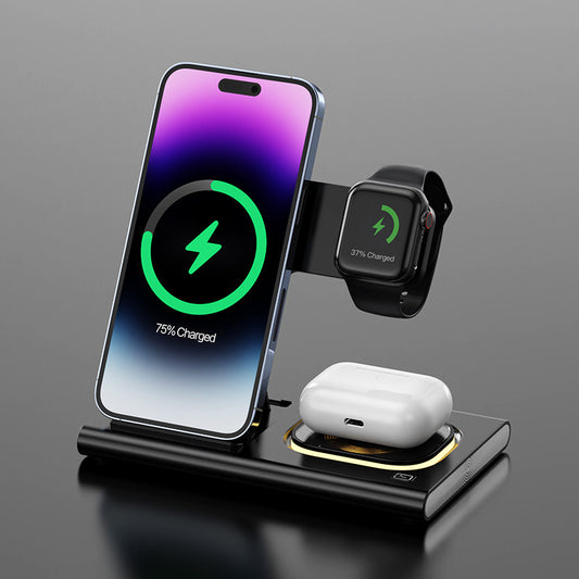 3 In 1 15W Wireless Charger Magnetic Night Light Stand