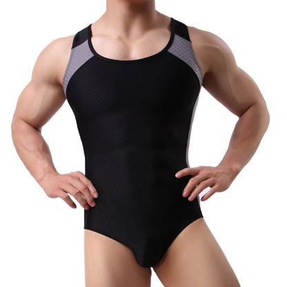 Men's Body Sculpting Nylon Sports Vest Underwear Bodysuit
