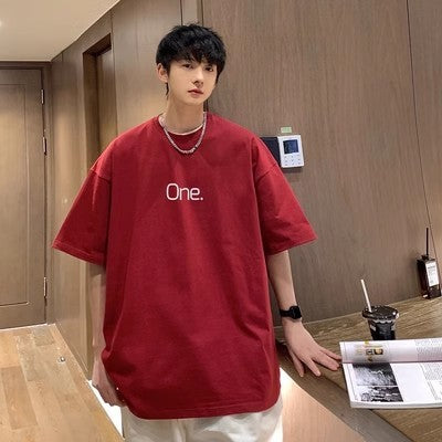 Summer Pure Cotton Plus Size Men’s Letter Tee