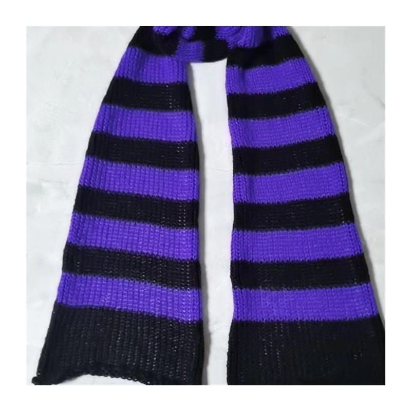 Yabi Style Punk Y2G Black Red Striped Extra Long Wool Scarf
