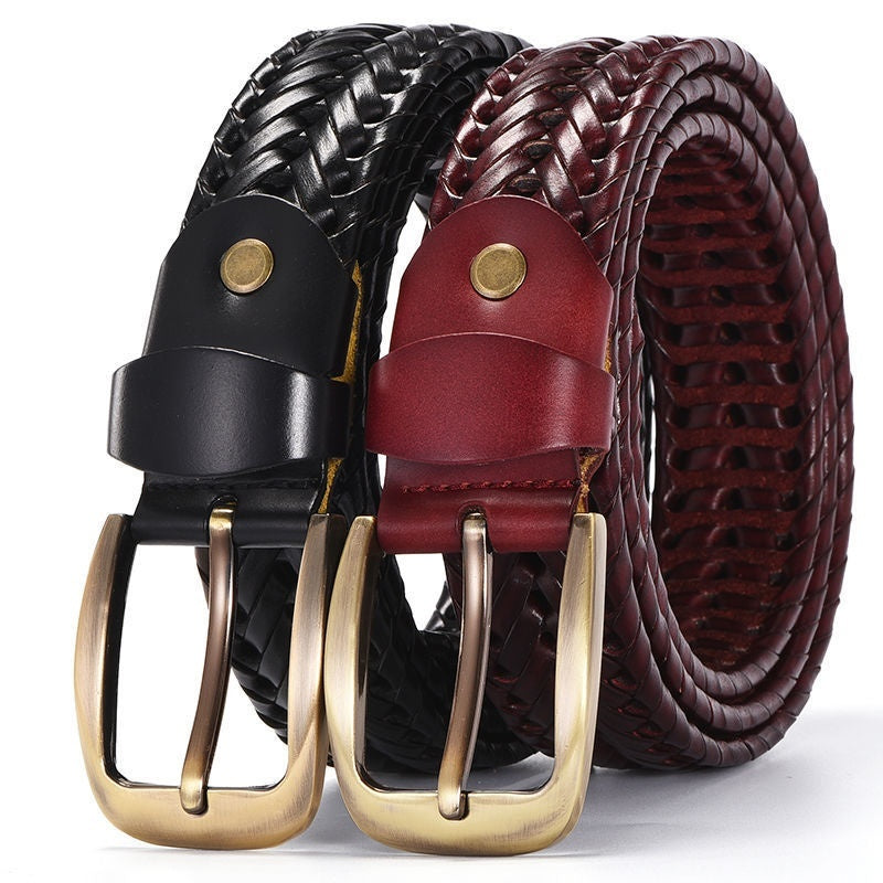 Leather Pin Buckle Handmade Couple's Casual Belt