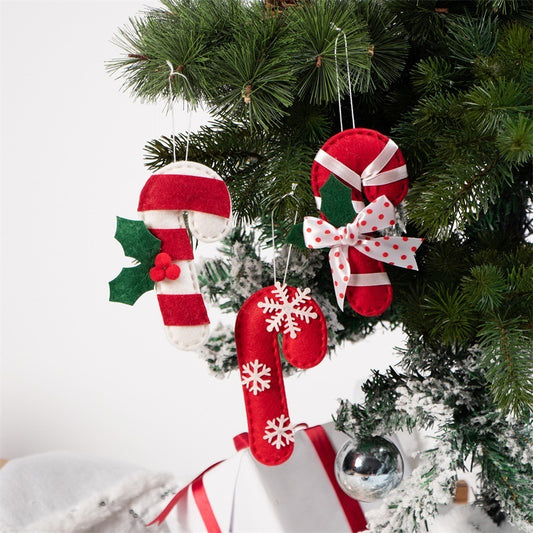 Christmas Crutch Shape Felt Pendant