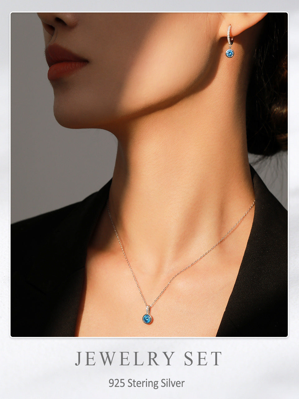 Women's Sea Blue Diamond Jewelry Set