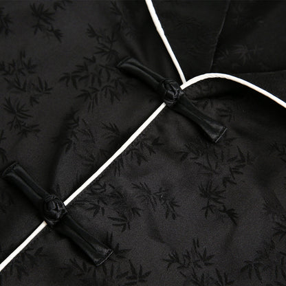 Striped Black Short Sleeve Turn-down Collar Shirt