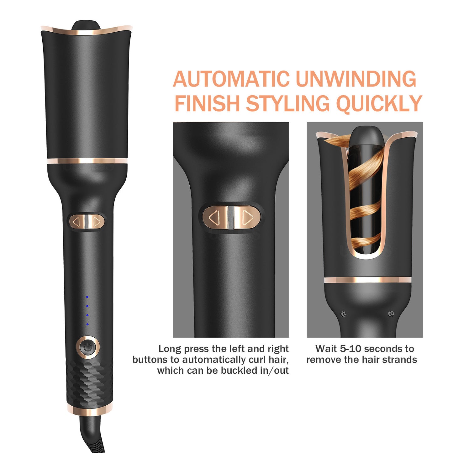 Black Automatic Spiral Curling Iron
