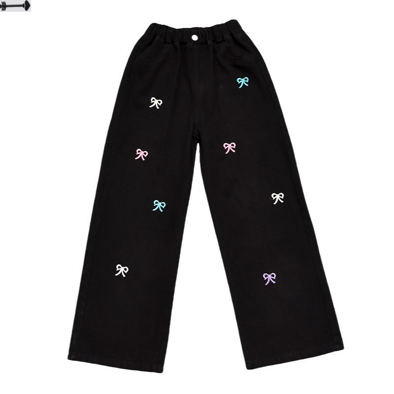 Western Style Wide-leg Pants Children's Autumn Straight Jeans