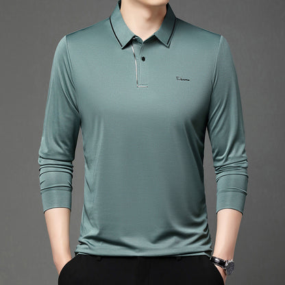 Men's Spring And Autumn Stretch T-shirt Lapel Long Sleeve T-shirt
