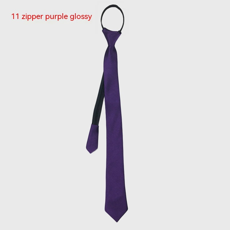 Men's Zipper Korean Style Pure Color Tie