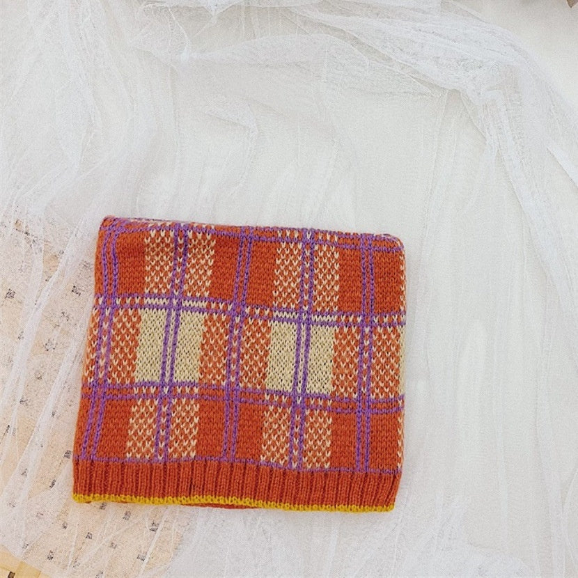 Warm All-matching Plaid Knitted Children's Scarf
