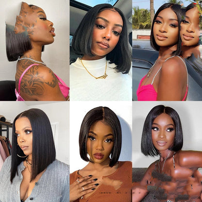 Short Bone Straight 13x4 Transparent Lace Front Wig