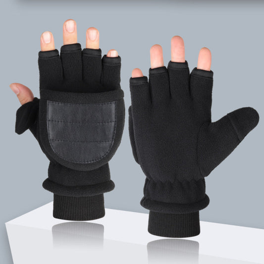 Double-layer Velvet Flip Touch Screen Gloves