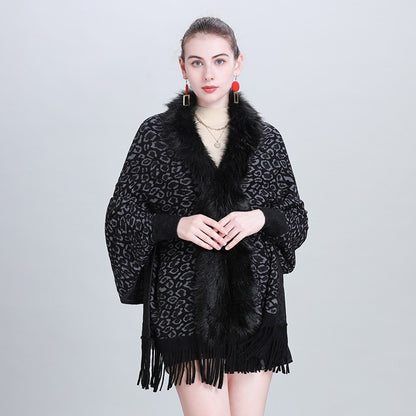 Autumn And Winter New Scarf Faux Fur Collar Knitted Shawl