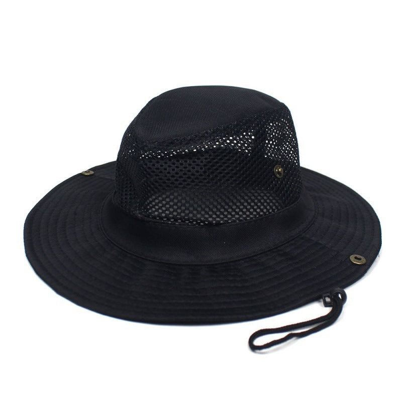 Patchwork Mesh Bucket Hat Sun Protection Foldable