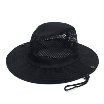 Patchwork Mesh Bucket Hat Sun Protection Foldable