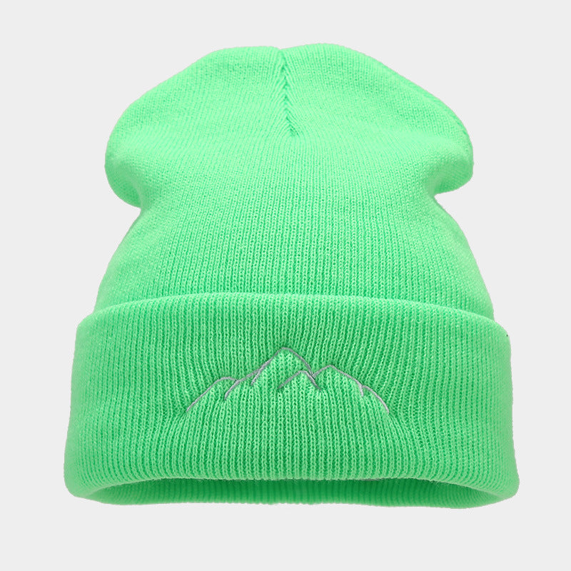 Peak Embroidery Beanie Hat Warm Trendy
