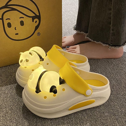New Spring And Summer Anti-slip Platform Panda Light Hole Shoes For Women