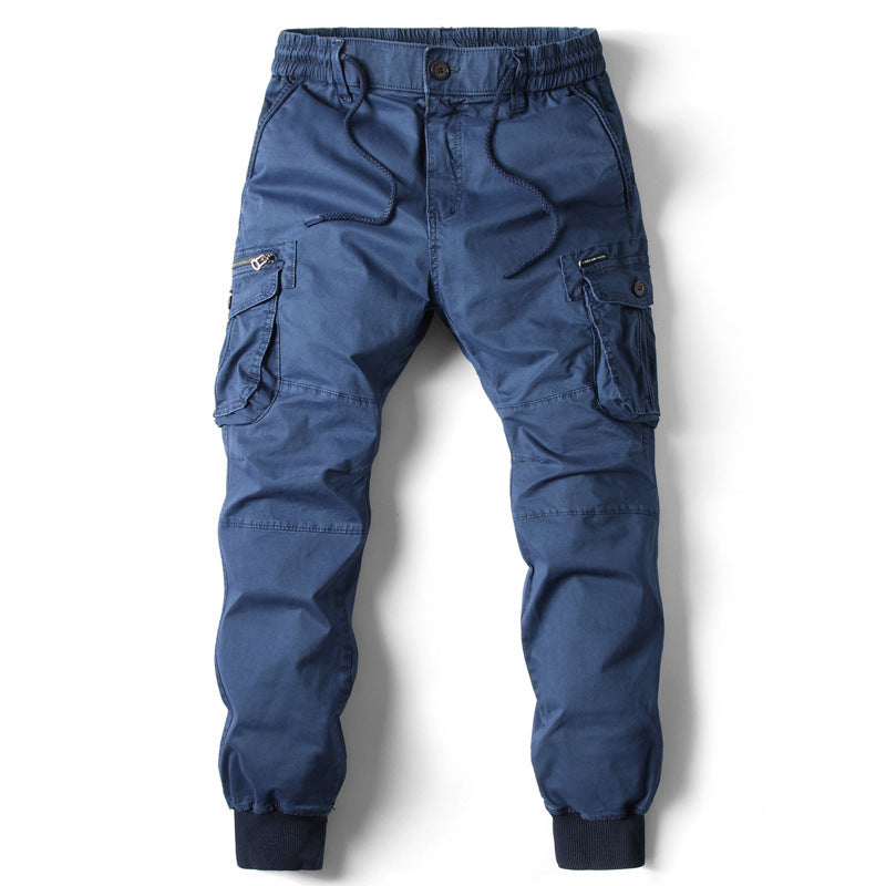 Solid Color Skinny Multi-pocket Men's Work Pants