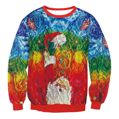 Ugly Christmas Sweater, Santa Elf Print, Pullover