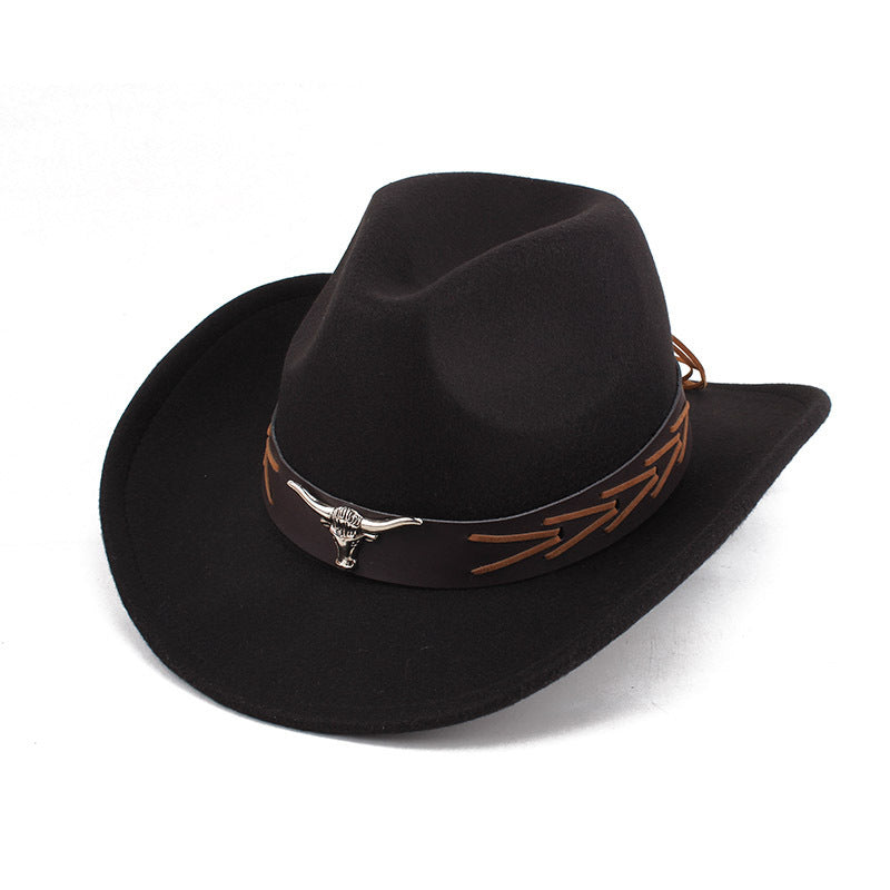 European And American Style Woolen Cowboy Hat Men's Lady Couple Ethnic Style Curling