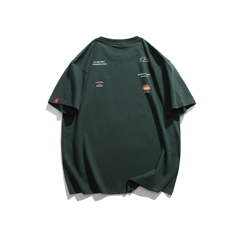 Orderly Japanese Retro Mountain Short Sleeve T-shirt