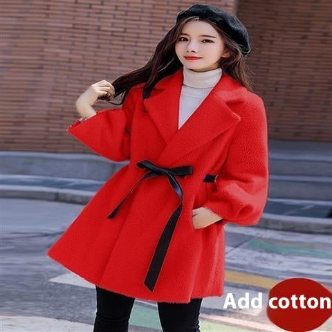 Korean Style Loose Thick Temperament Small Size Woolen Coat