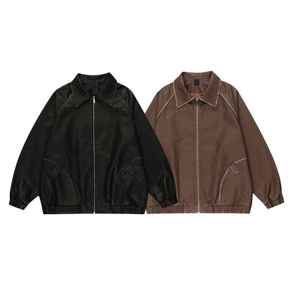 Men's PU Maillard Leather Coat
