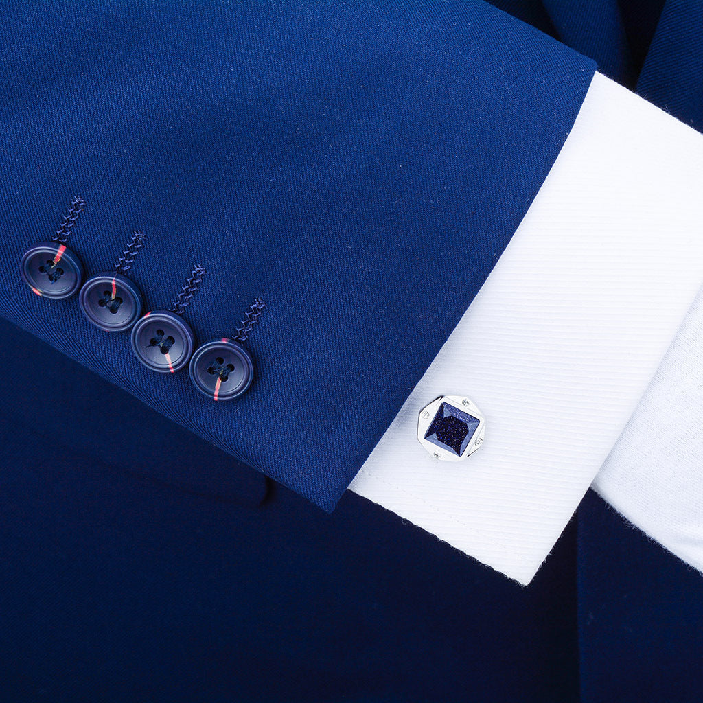 Blue Sandstone Crystal Cufflinks