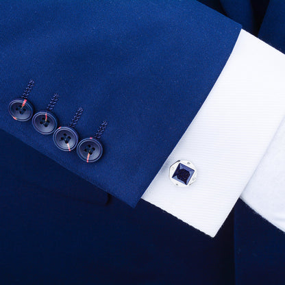 Blue Sandstone Crystal Cufflinks
