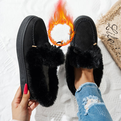 Round Head Thick Bottom Velvet Padded Plus Size Women's Snow Boots